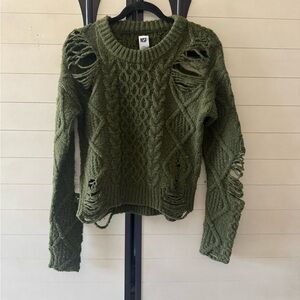 NSF Women's Olive Cable Knit Sweater